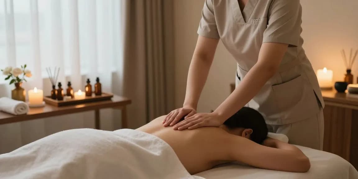 Relaxing 성북구출장안마 experience in a tranquil massage therapy room, highlighting soothing ambiance and professional service.