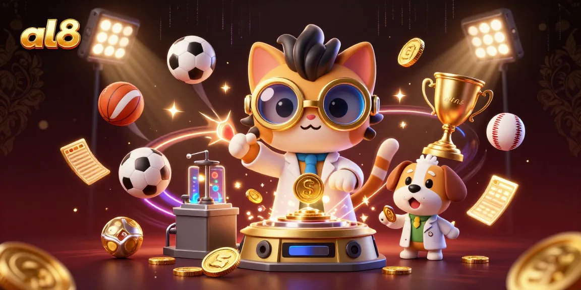 Play at alo8 and enjoy a vibrant casino experience with sports elements, gold coins, and engaging visuals.