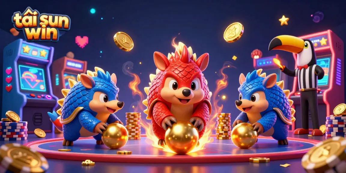 Play games and win prizes with tải sun win, featuring lively pangolins and casino elements
