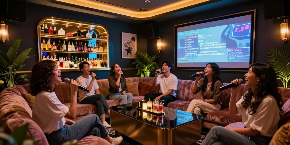 강남가라오케에서 즐거운 노래를 부르는 친구들, 고급스러운 인테리어와 프라이빗한 분위기
