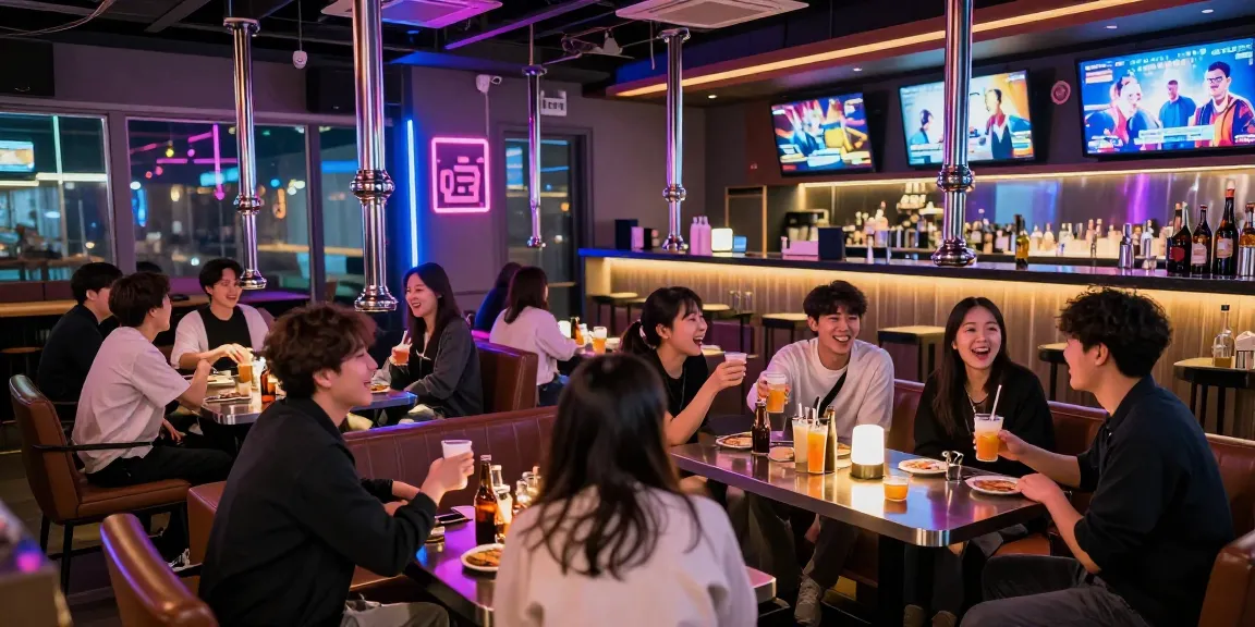 인천쓰리노 문화의 활기찬 밤문화 장면과 다양한 친구들 그룹이 함께 즐기는 모습