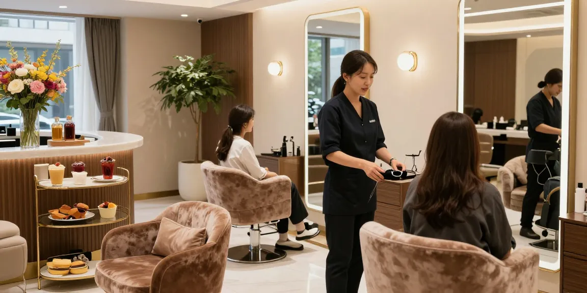 강남블랜딩의 고급스러운 인테리어와 고객 맞춤형 서비스를 보여주는 장면