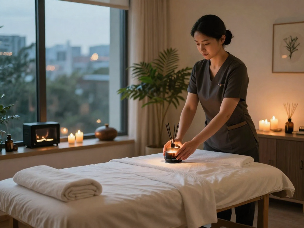 Relaxing 분당구오피 suite showcasing wellness ambiance with soothing elements.