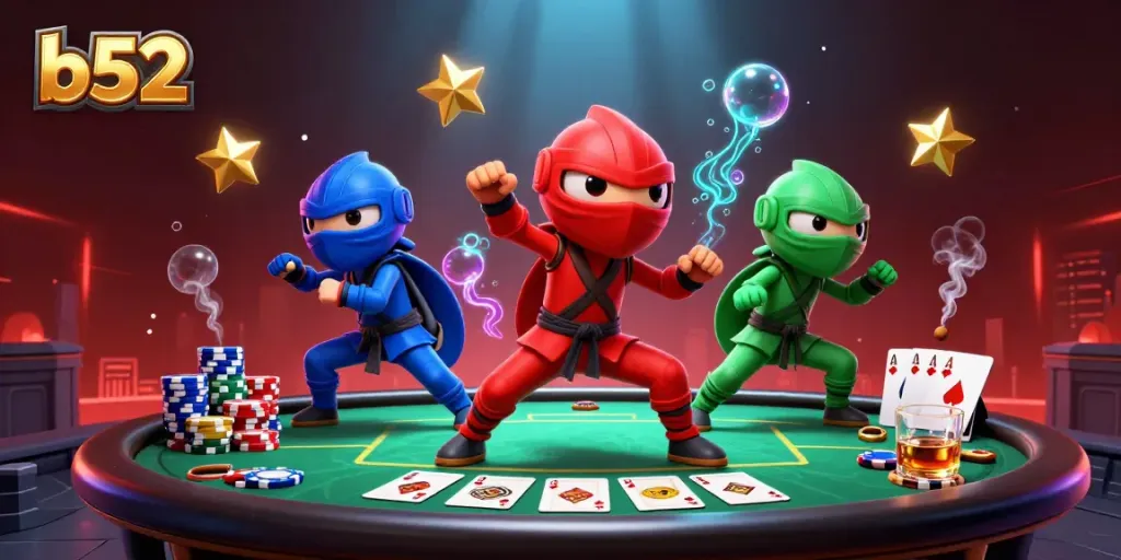 Engage with the exciting b52 casino experience featuring ninja chameleons and poker action.