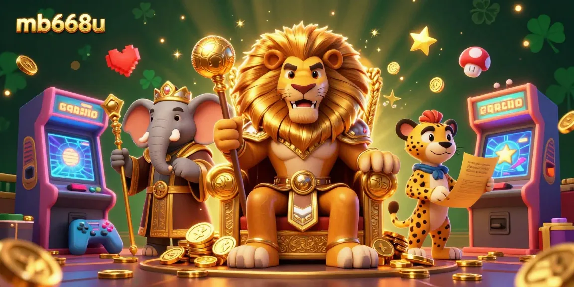 Spin the reels and win big at mb668u with a majestic lion king, vibrant game machines, and thrilling casino ambiance.