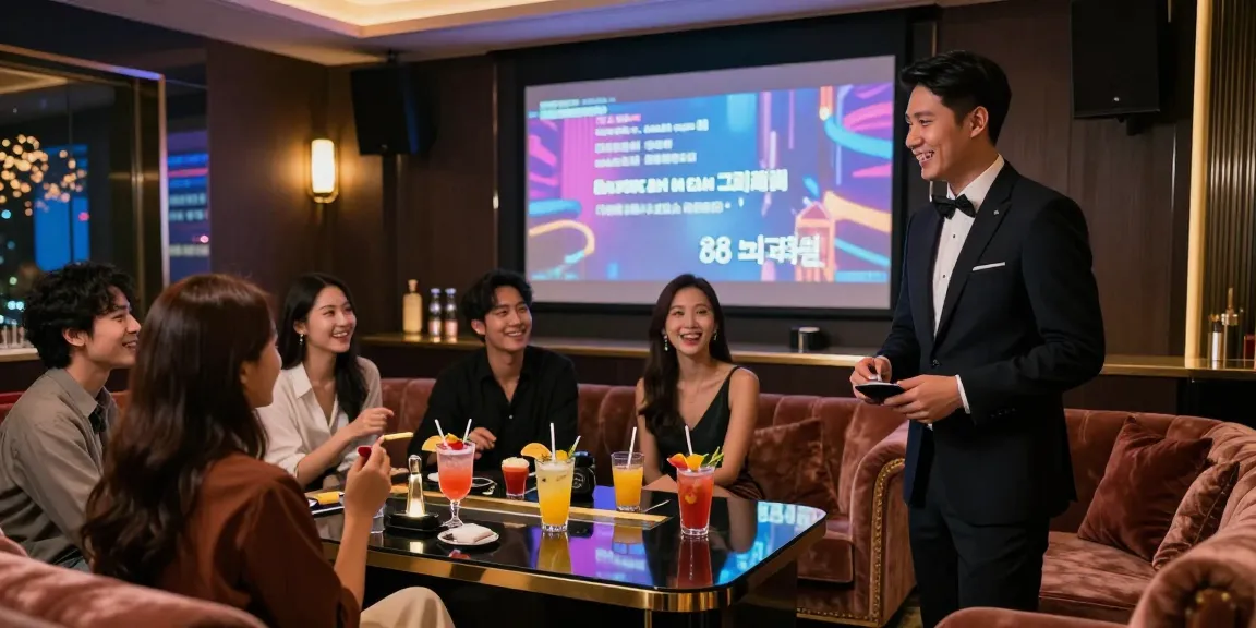 강남쩜오의 고급스러운 노래방 환경과 전문적인 호스트의 환영 모습