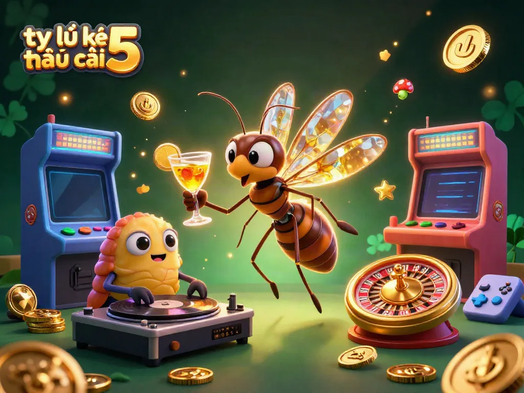 Engage with thrilling tỷ lệ kèo nhà cái 5 as colorful gaming characters come alive in a vibrant casino scene.