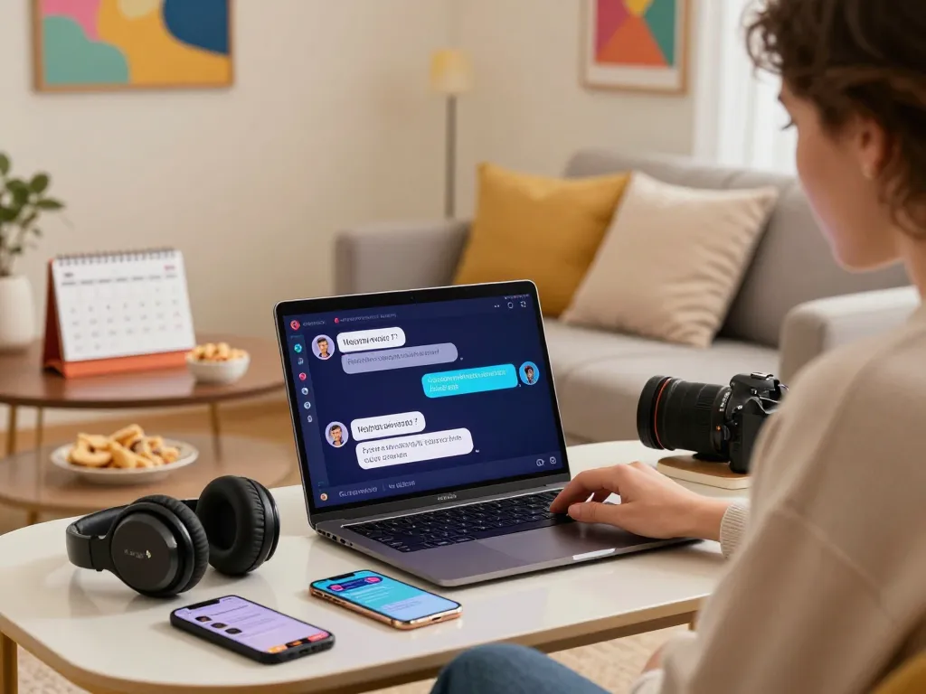 Engaging with an nsfw chat bot in a stylish digital workspace.