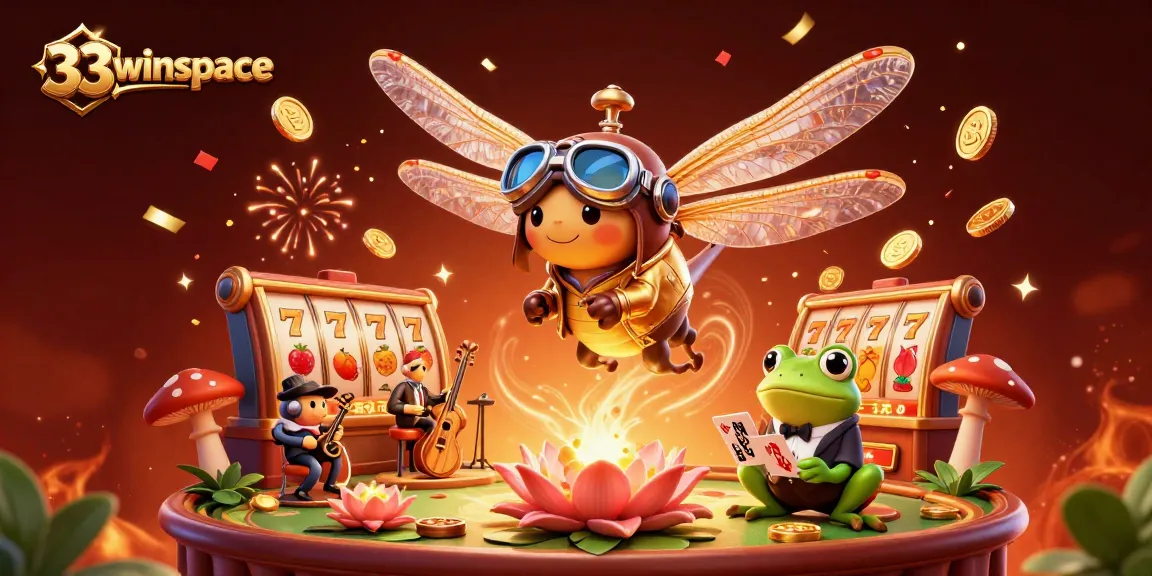 Engage in thrilling slots at 33winspace surrounded by vibrant casino elements.
